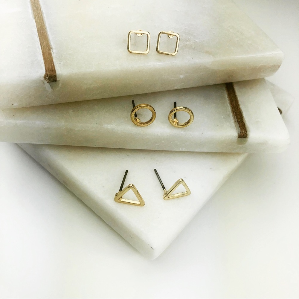 NEW Stud earrings - Gold plated Minimalist - 3 Set